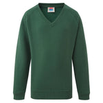 bottle green Junior Unisex V Neck School Jumper