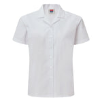 David Luke Schoolwear Girls Eco Short Sleeve Revere Collar School Blouse (White).