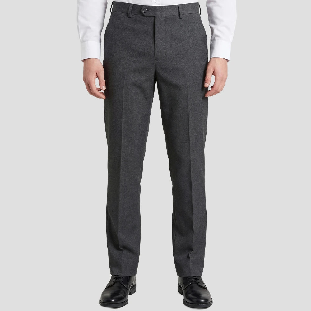 Model wearing Boys School Trousers in Grey