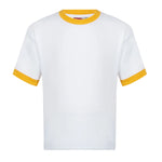 David Luke Contrast Trimmed PE T-Shirt in White/Amber Trim.