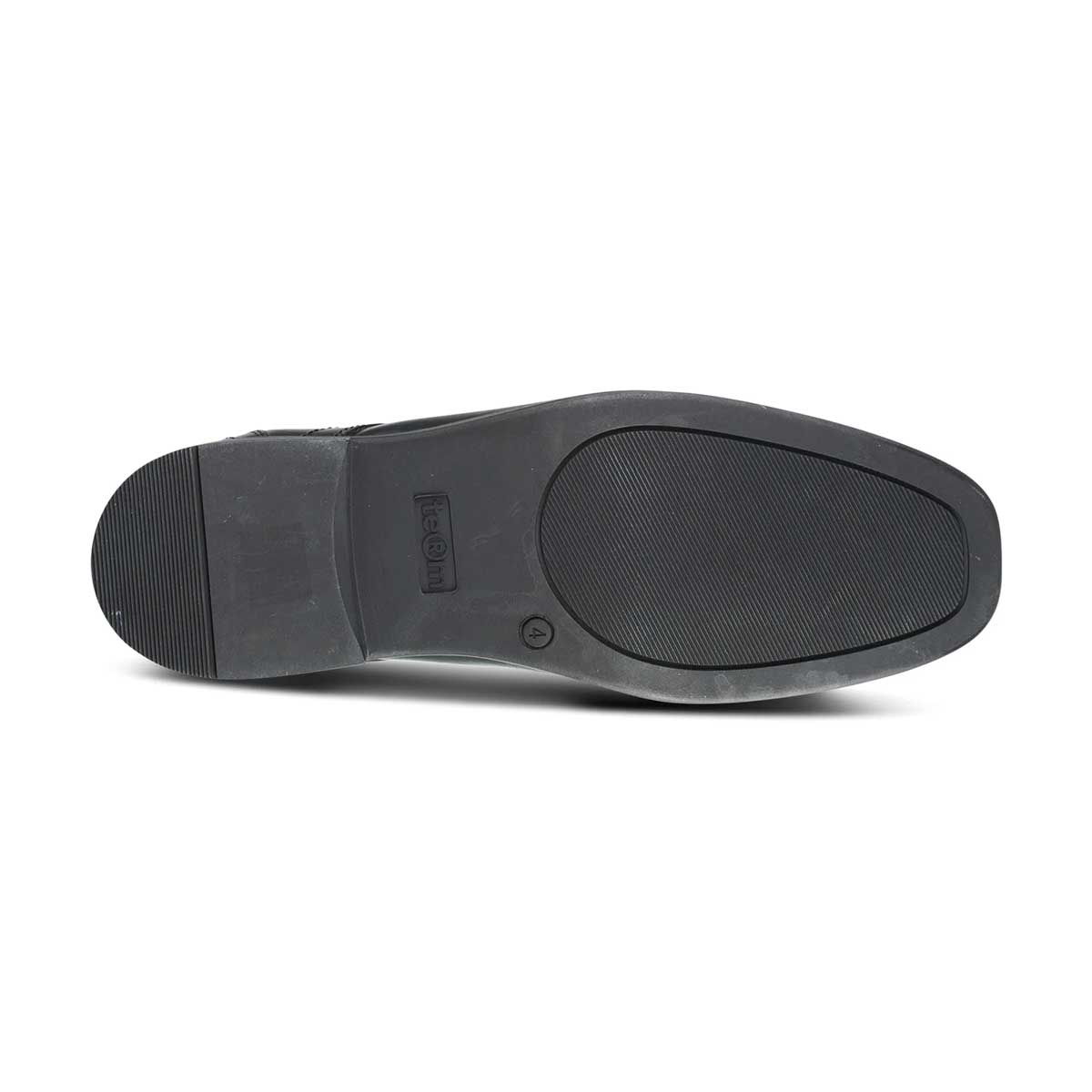 sole view of Edward Black Leather Pointed Toe Lace Up School Shoe