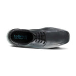 top view of Edward Black Leather Pointed Toe Lace Up School Shoe