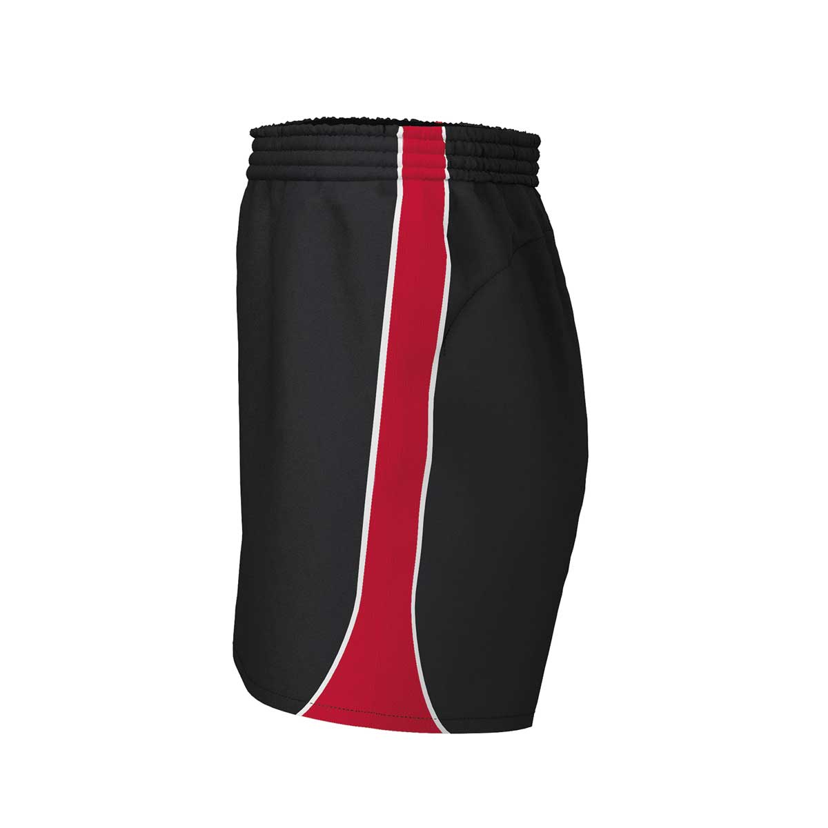 side view of iGen Unisex Sports Shorts Black/Red