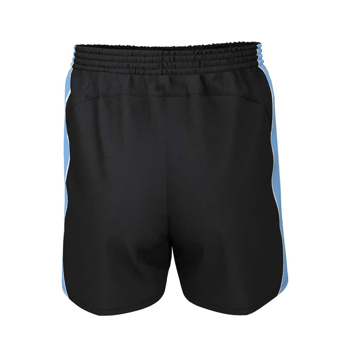back view of iGen Unisex Sports Shorts Black/Sky
