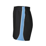 side view of iGen Unisex Sports Shorts Black/Sky