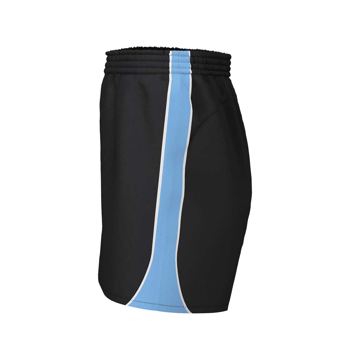 side view of iGen Unisex Sports Shorts Black/Sky