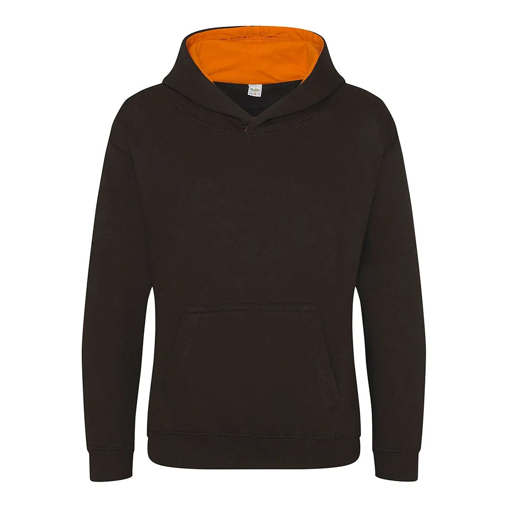 School Kids Varsity Hoodie Jet Black / Orange Crush