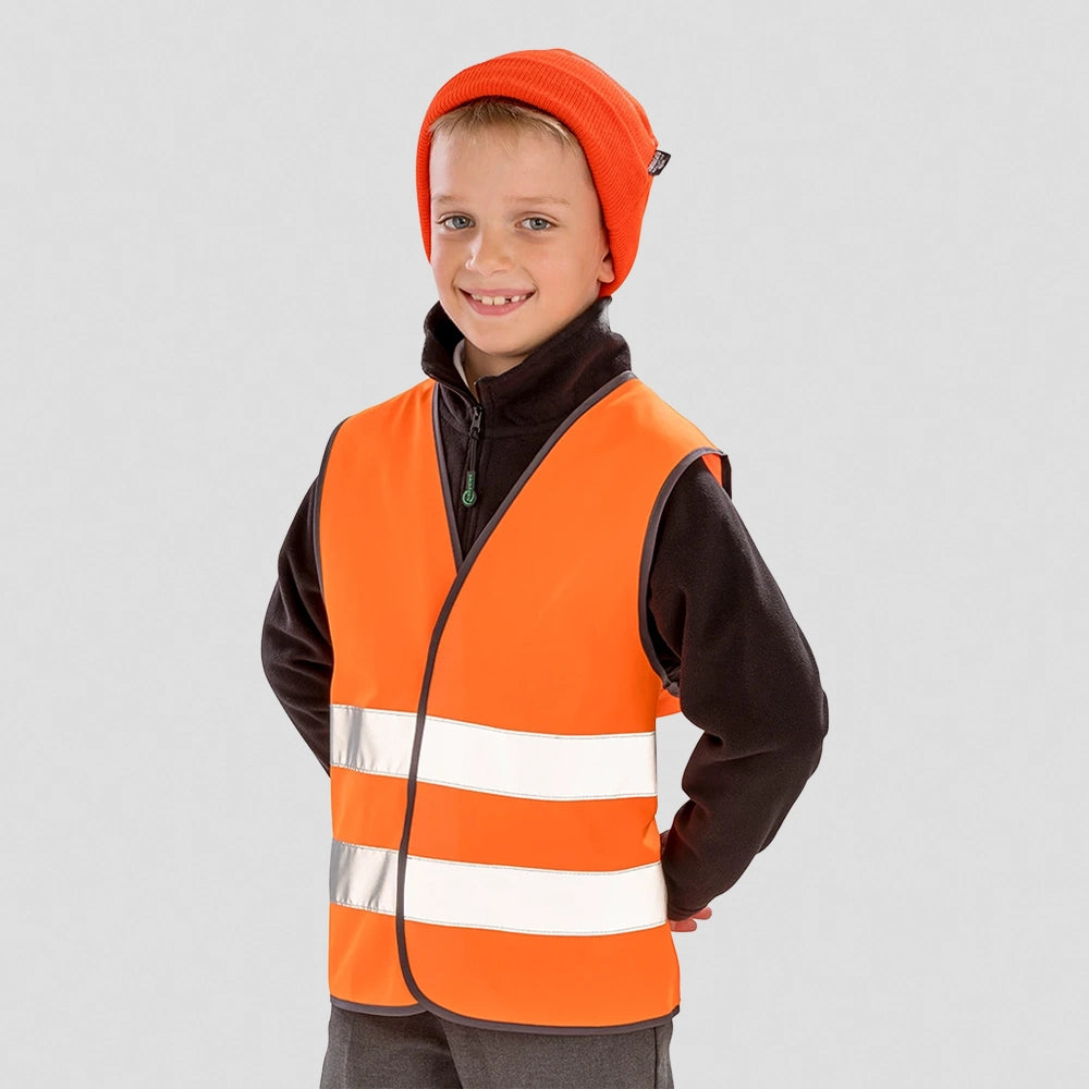 child wearing Core Kids Hi-Vis Safety Vest