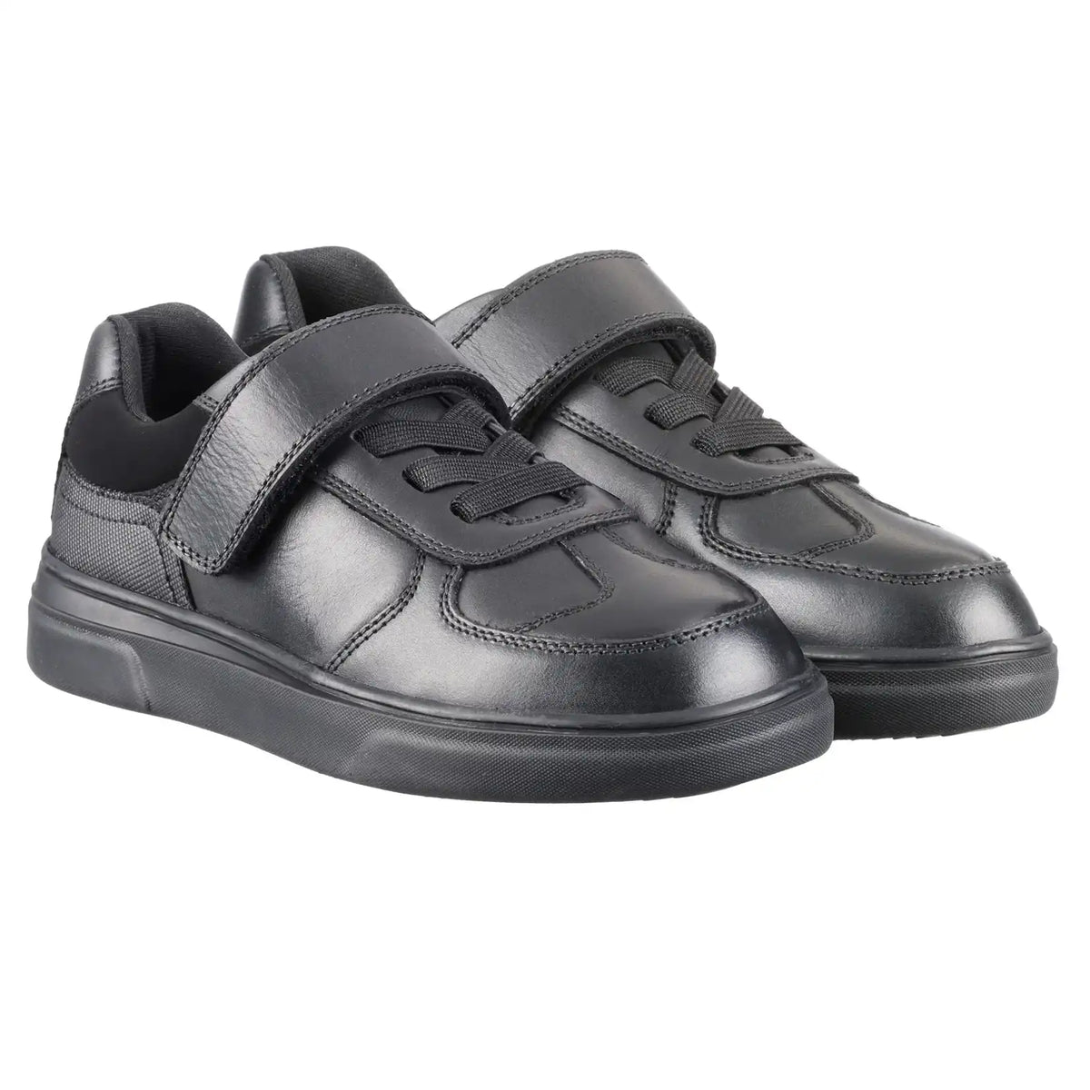 Upton Black Leather School Shoes