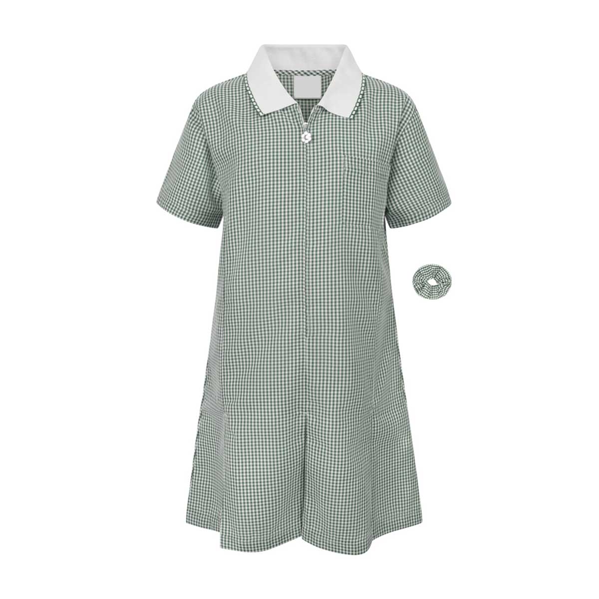 Girls Green Summer Dress with Flower Zip Pull green