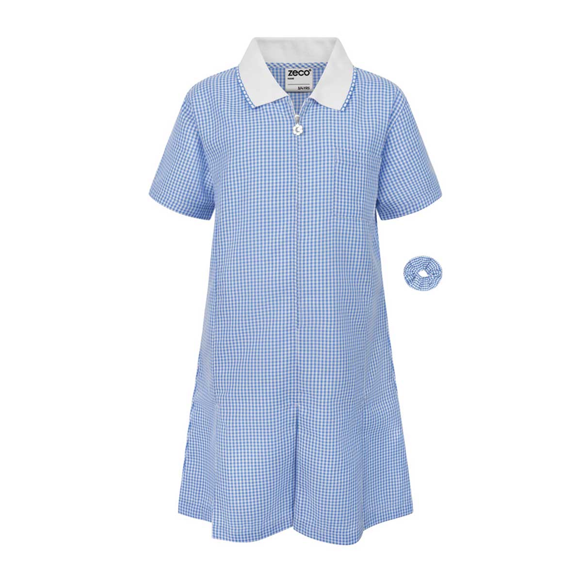 Girls Sky Blue Summer Dress with Flower Zip Pull