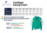 Sizing chart for the Little Leigh Primary School Cardigan