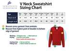 Sizing chart for the Antrobus St Mark's Primary School V neck sweatshirt