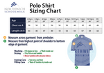 Sizing chart for the Whitegate Primary School Polo Shirt